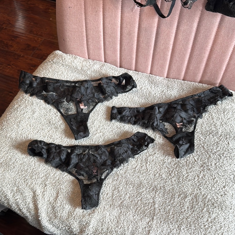 Victoria's Secret Black Lace Thong Panties
Each panty is $10